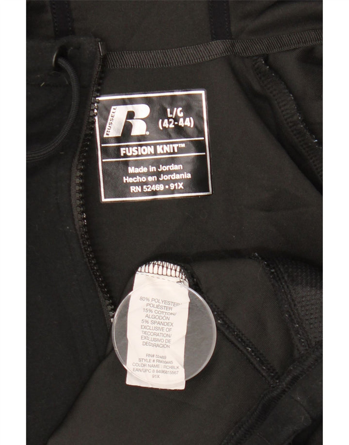 RUSSELL ATHLETIC Mens Zip Hoodie Sweater UK 42/44 Large Black Polyester