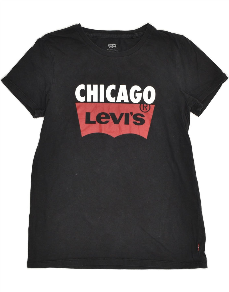 LEVI'S Womens Chicago Graphic T-Shirt Top UK 6 XS Black Cotton | Vintage Levi's | Thrift | Second-Hand Levi's | Used Clothing | Messina Hembry 