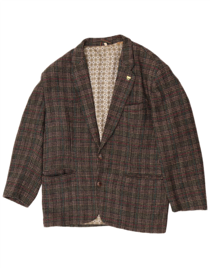 Cido Mens Traditional Fit 2 Button Blazer Jacket IT 48 Medium Khaki Check