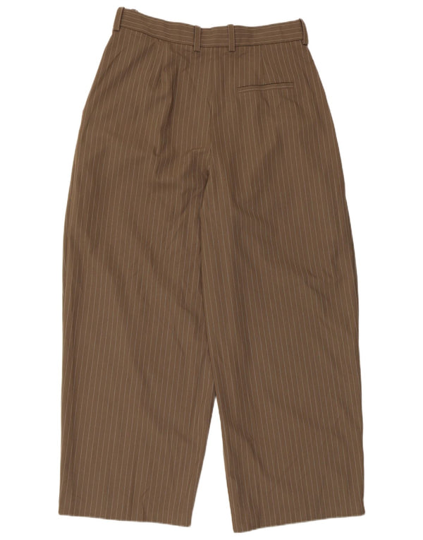 Marks & Spencer Womens Chino Trousers UK 14 Large W32 L29 Brown Striped