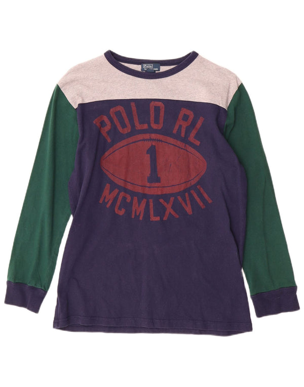 POLO RALPH LAUREN Boys Graphic Top Long Sleeve 11-12 Years Large  Blue