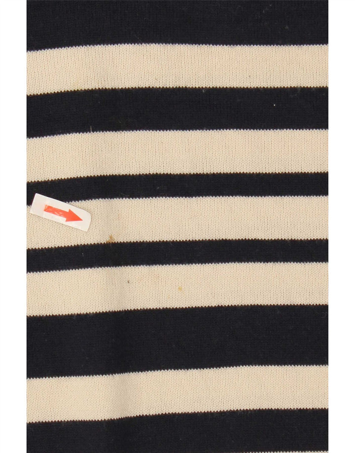 Marks & Spencer Womens V-Neck Jumper Sweater UK 12 Medium Off White Striped