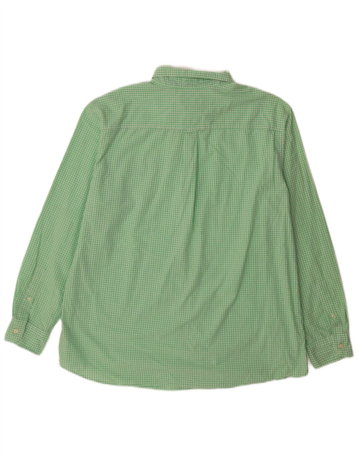 Chaps Mens Easy Care Shirt XL Green Gingham Cotton