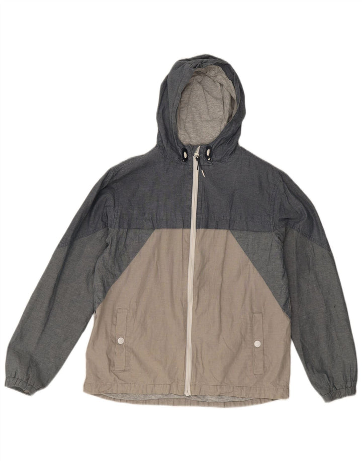 Marks & Spencer Boys Hooded Windbreaker Jacket 12-13 Years Grey Colourblock