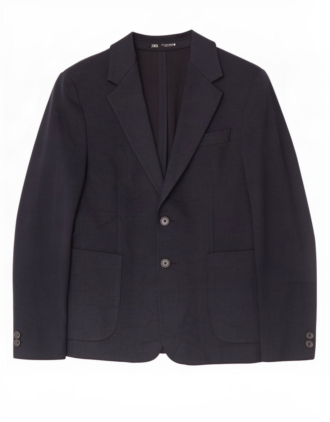 Zara Mens 2 Button Blazer Jacket UK 36 Small Navy Blue Polyester