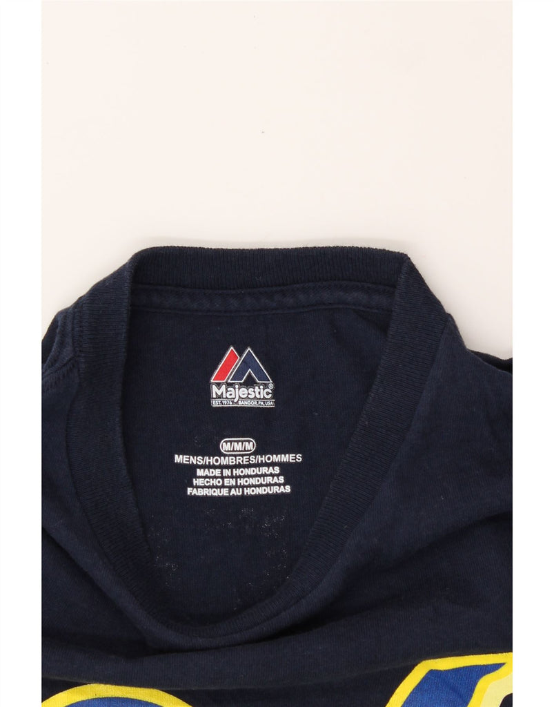 MAJESTIC Mens Graphic T-Shirt Top Medium Navy Blue Vintage Majestic and Second-Hand Majestic from Messina Hembry 