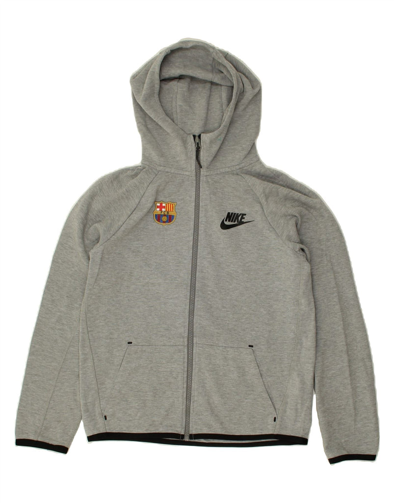 NIKE Boys Barcelona Zip Hoodie Sweater 12-13 Years Large Grey Cotton Vintage Nike and Second-Hand Nike from Messina Hembry 