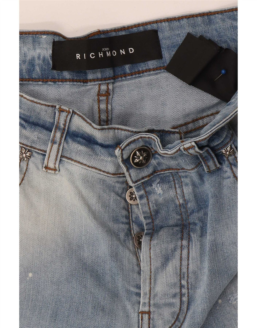 Richmond Mens Distressed Slim Jeans W32 L30 Blue