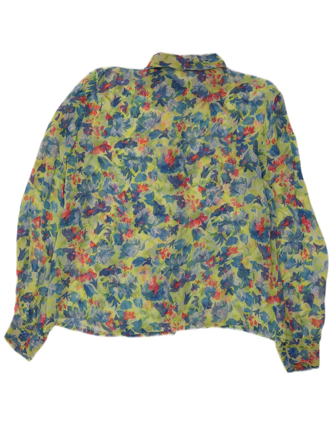 Leonik Womens See Through Shirt Blouse IT 52 2XL Green Floral