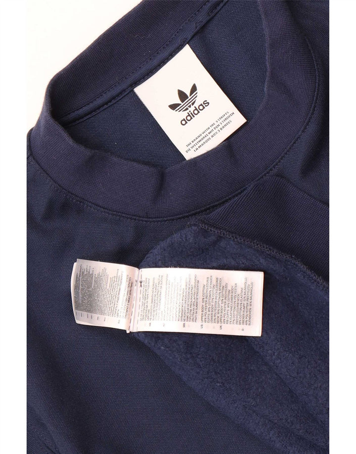 Adidas Mens Graphic Sweatshirt Jumper Small Navy Blue Cotton