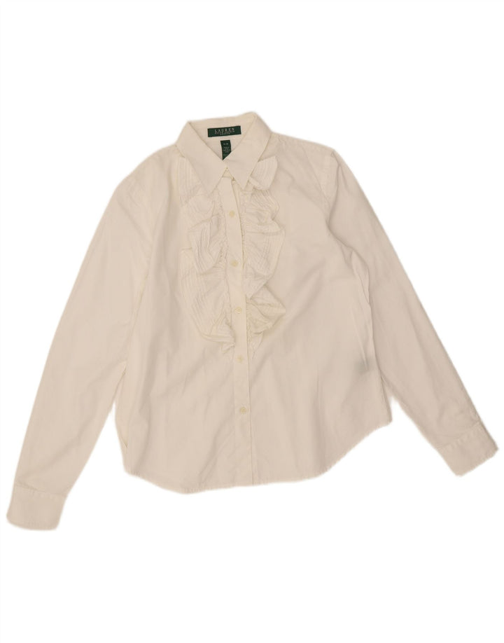 Ralph Lauren Womens Petite Long Sleeve Shirt UK 14 Medium White