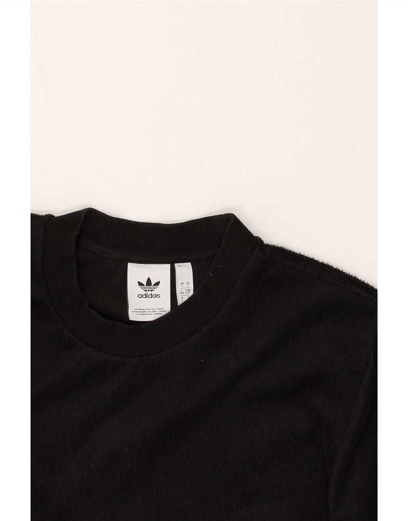 ADIDAS Mens Fleece Graphic T-Shirt Top Large Black Polyester | Vintage Adidas | Thrift | Second-Hand Adidas | Used Clothing | Messina Hembry 