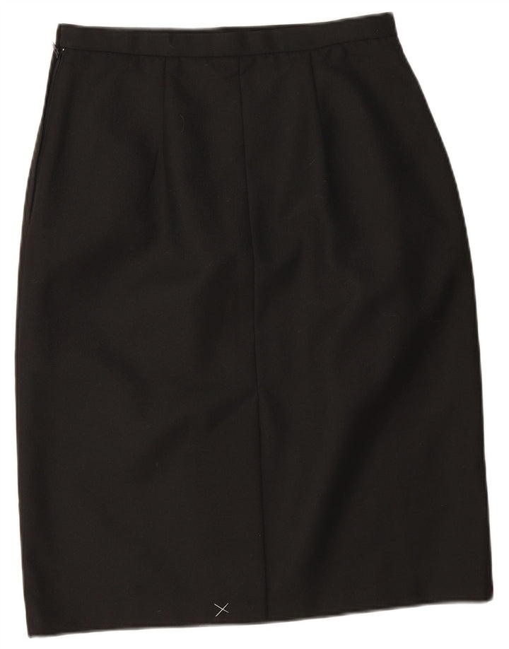 Vintage Womens Pencil Skirt UK 14 Medium W28 Black Polyester