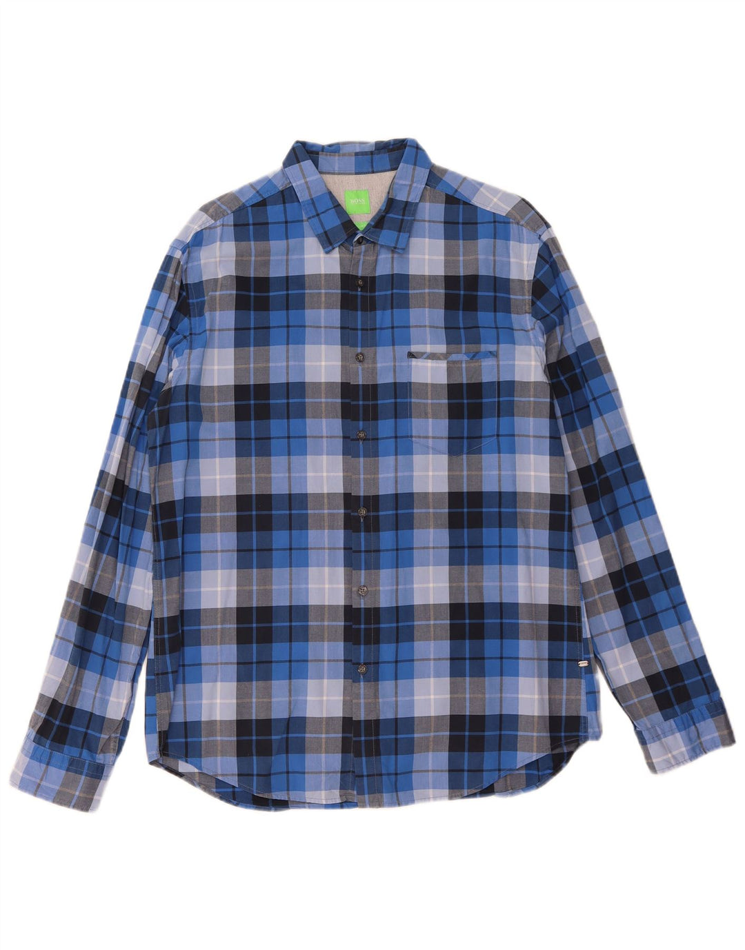 Hugo Boss Mens Regular Fit Shirt XL Blue Check Cotton