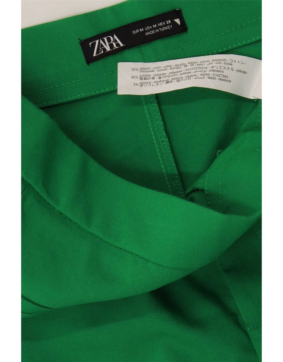 Zara Womens Bootcut Cropped Trousers Medium W28 L25 Green Cotton