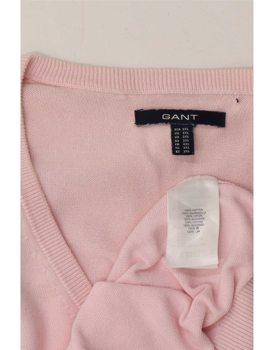 Gant Mens V-Neck Jumper Sweater 3XL Pink Cotton