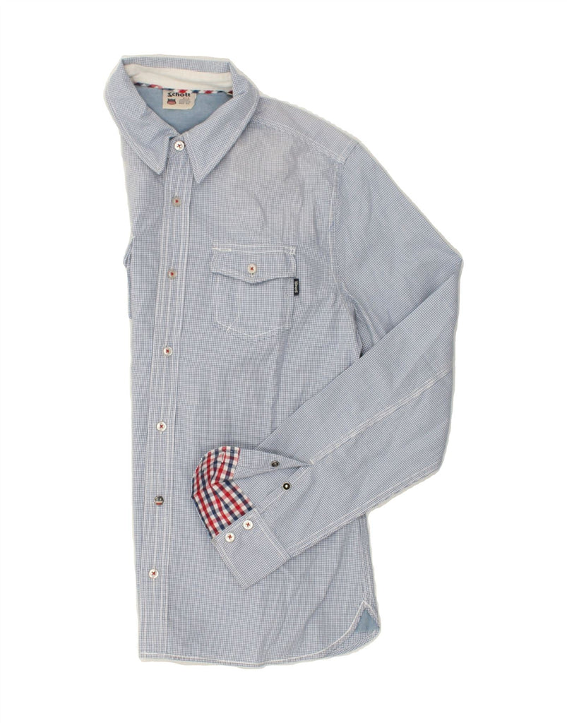 SCHOTT Mens Shirt Medium Blue Check Cotton | Vintage Schott | Thrift | Second-Hand Schott | Used Clothing | Messina Hembry 