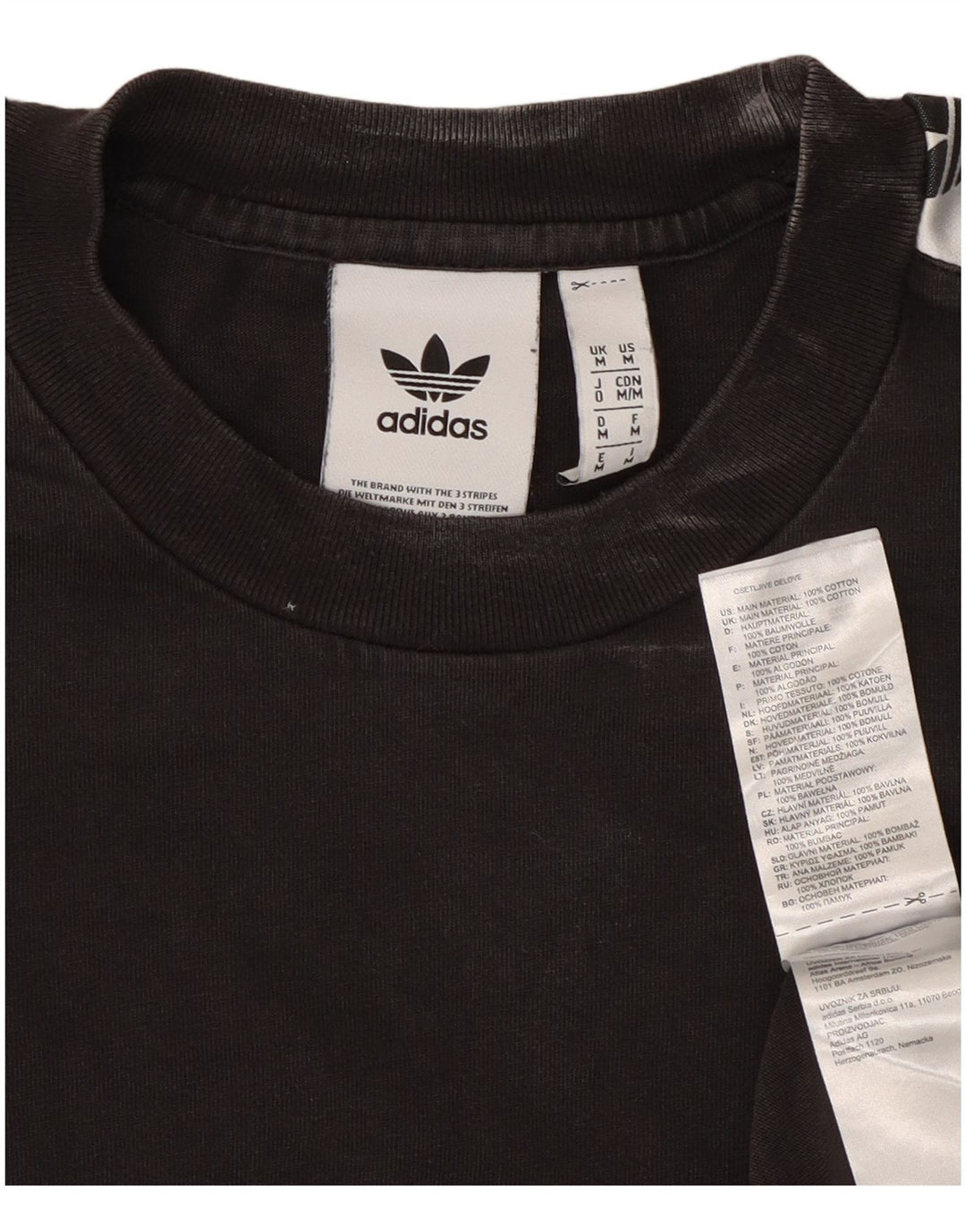 Adidas Mens Graphic T-Shirt Top Medium Black Colourblock Cotton