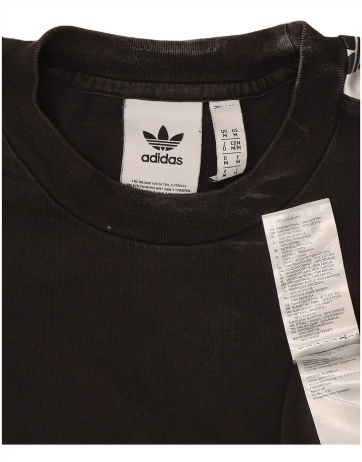 Adidas Mens Graphic T-Shirt Top Medium Black Colourblock Cotton