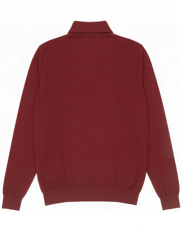Massimo Dutti Mens Roll Neck Jumper Sweater Medium Burgundy Silk