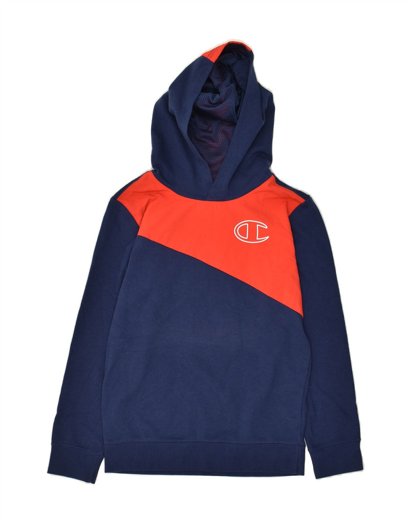 CHAMPION Boys Graphic Hoodie Jumper 11-12 Years Large Navy Blue | Vintage Champion | Thrift | Second-Hand Champion | Used Clothing | Messina Hembry 