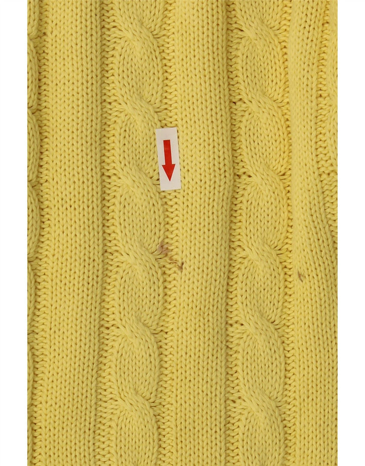 MARRONETTO Mens V-Neck Jumper Sweater Medium Yellow Cotton