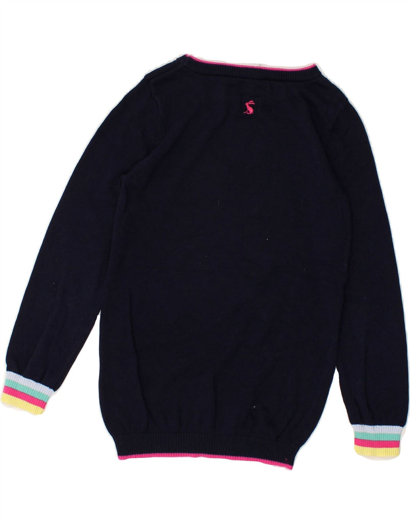 JOULES Girls Graphic Boat Neck Jumper Sweater 7-8 Years Navy Blue Cotton | Vintage Joules | Thrift | Second-Hand Joules | Used Clothing | Messina Hembry 