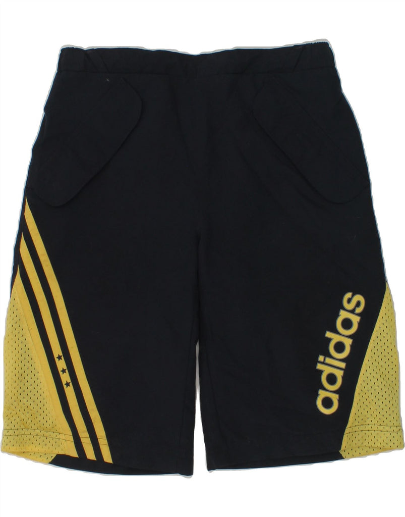 ADIDAS Boys Graphic Sport Shorts 9-10 Years Navy Blue Polyester | Vintage Adidas | Thrift | Second-Hand Adidas | Used Clothing | Messina Hembry 