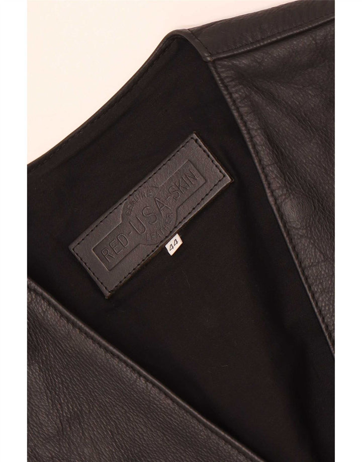 Vintage Mens Leather Waistcoat EU 44 XS Black