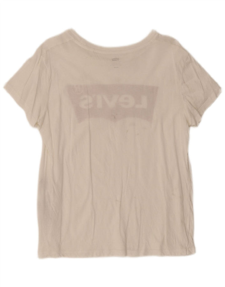 Levi's Womens Graphic T-Shirt Top UK 12 Medium White Cotton