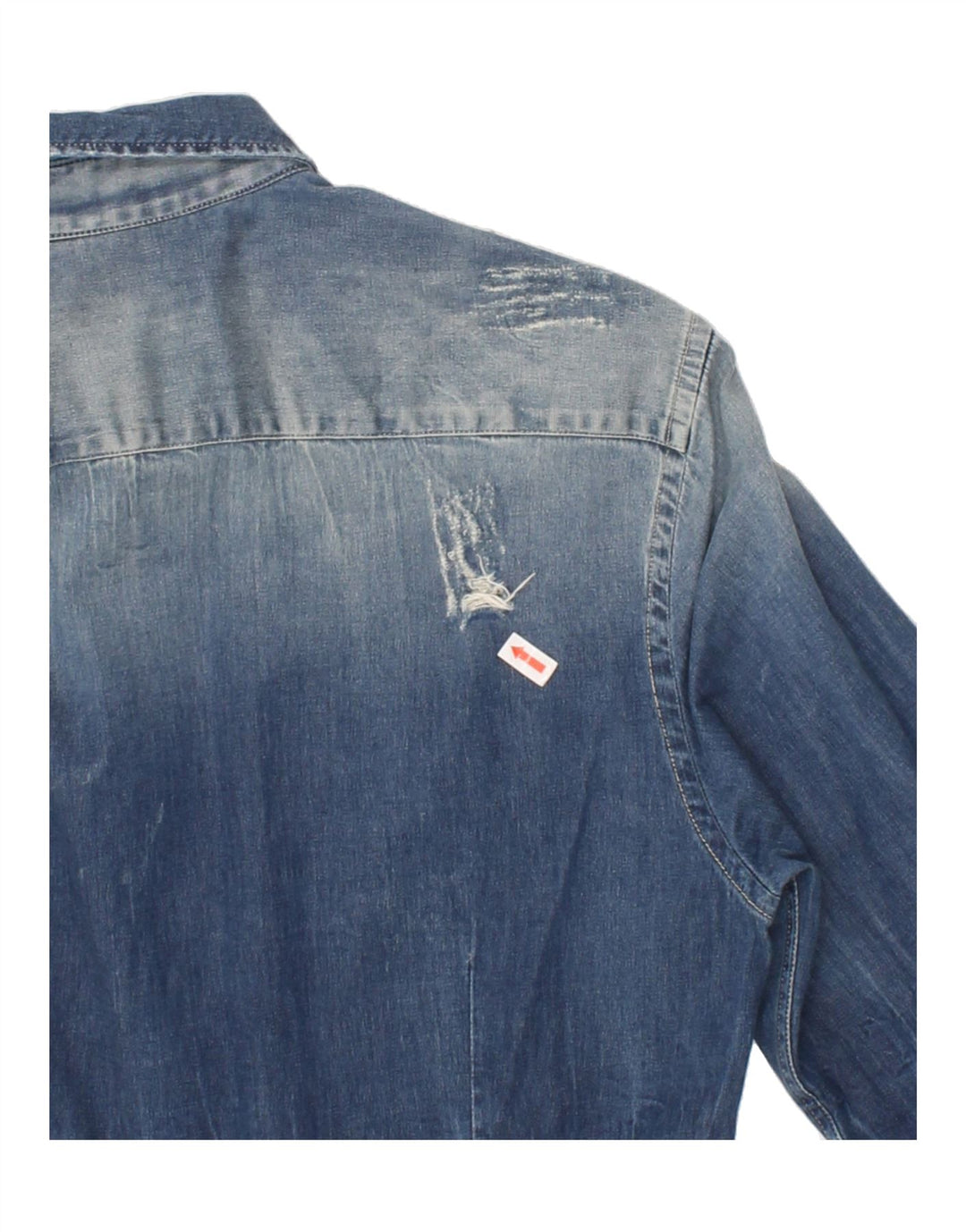 LIU JO Mens Distressed Denim Shirt Medium Blue Cotton Vintage Liu Jo and Second-Hand Liu Jo from Messina Hembry 