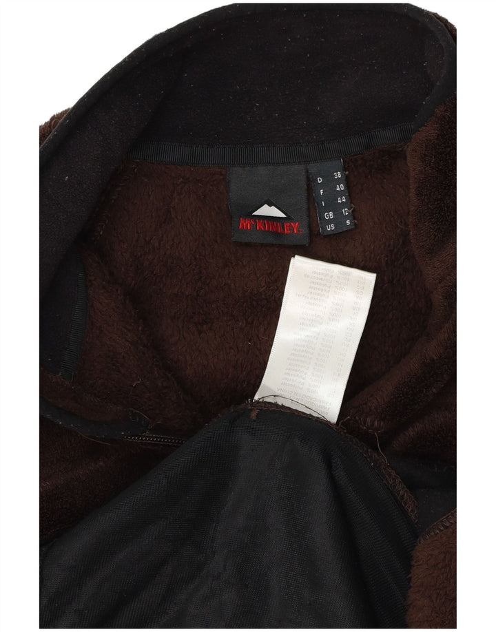 McKinley Womens Graphic Fleece Jacket UK 12 Medium Brown Colourblock