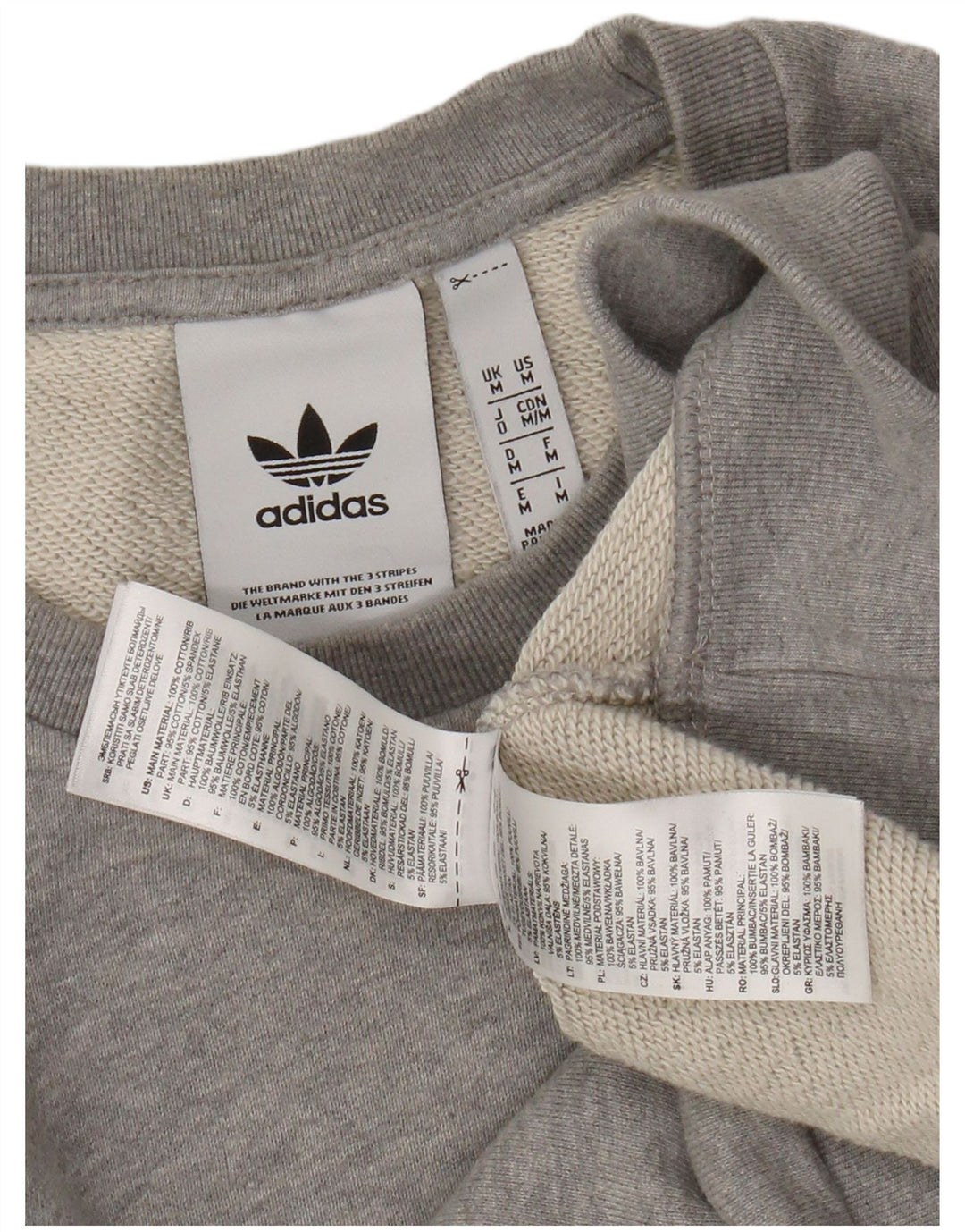 ADIDAS Mens Sweatshirt Jumper Medium Grey Cotton
