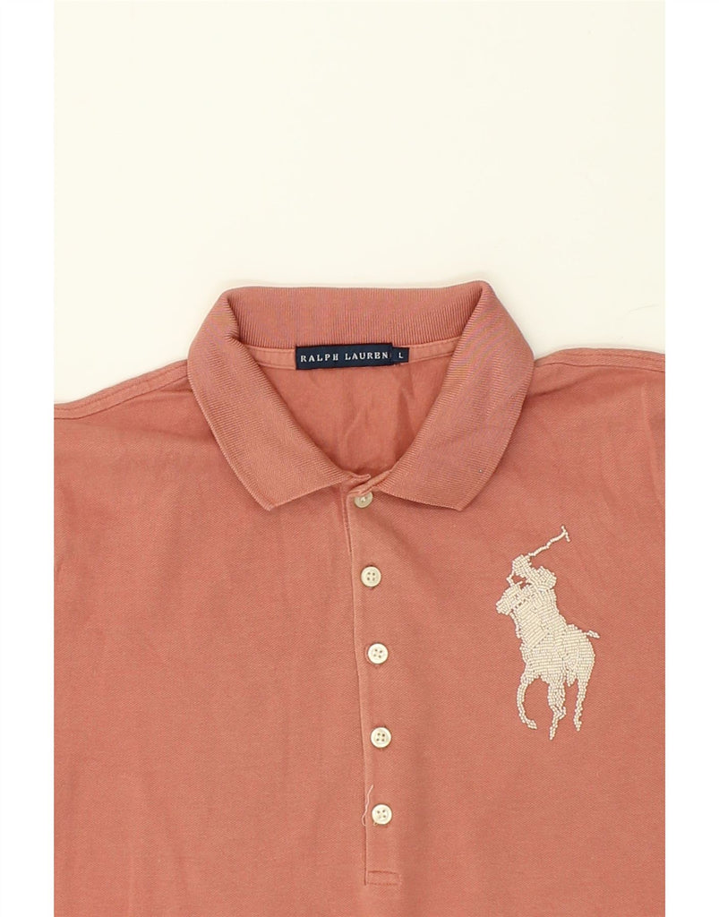 RALPH LAUREN Womens Polo Shirt UK 14 Large Pink Cotton Vintage Ralph Lauren and Second-Hand Ralph Lauren from Messina Hembry 