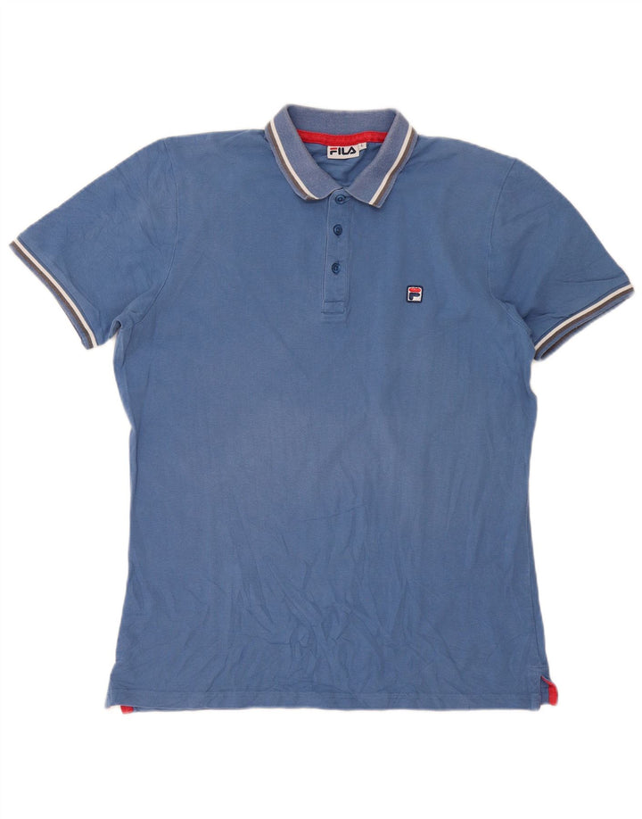 Fila Mens Polo Shirt Large Blue Striped