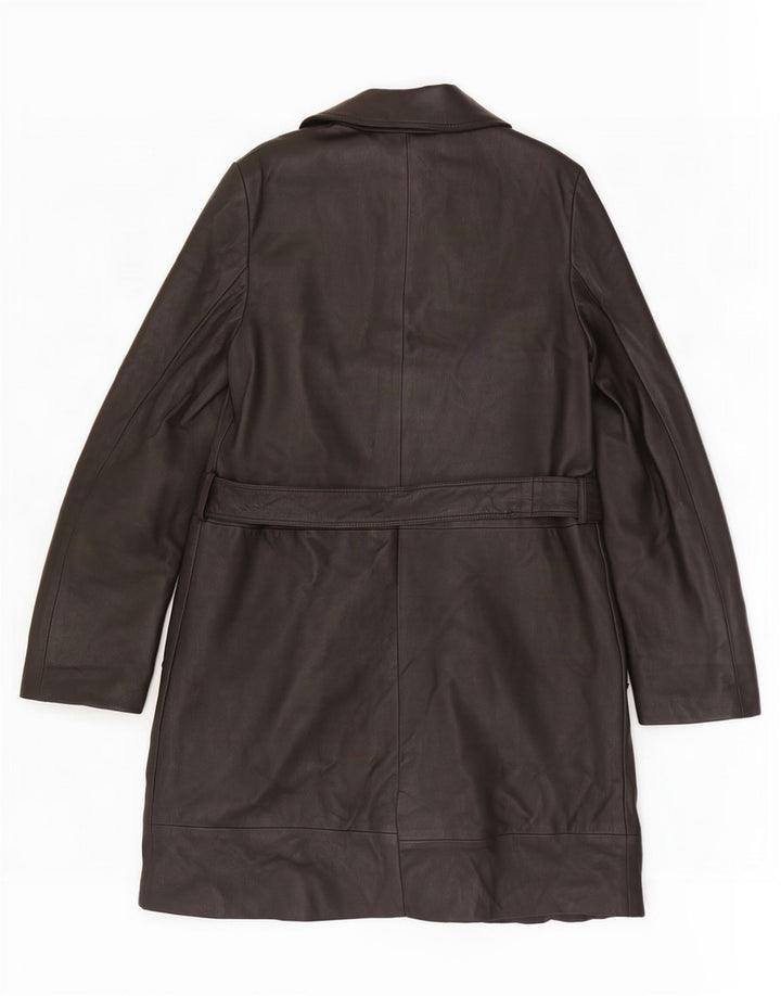 Conbipel Womens Free Heron Leather Coat IT 42 Medium Black