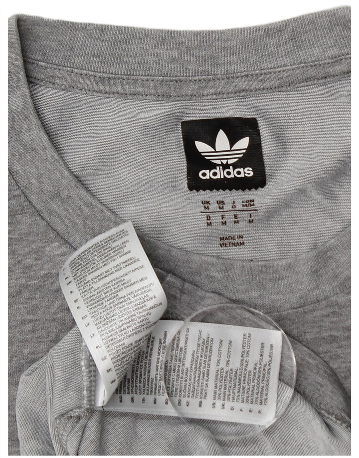 Adidas Mens T-Shirt Top Medium Grey Cotton