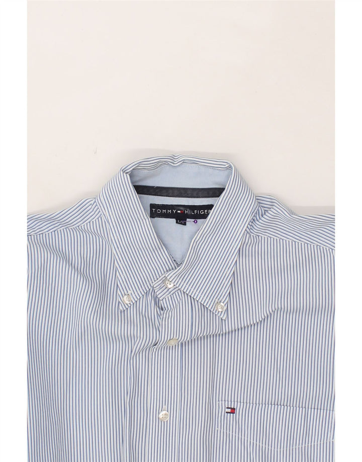 TOMMY HILFIGER Mens Shirt Large Blue Pinstripe Cotton Vintage Tommy Hilfiger and Second-Hand Tommy Hilfiger from Messina Hembry 