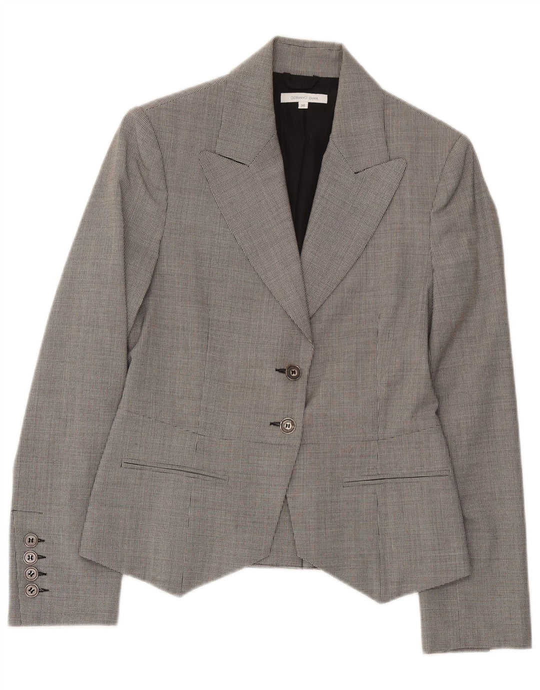 Germano Zama Womens 2 Button Blazer Jacket UK 12 Medium Grey Check