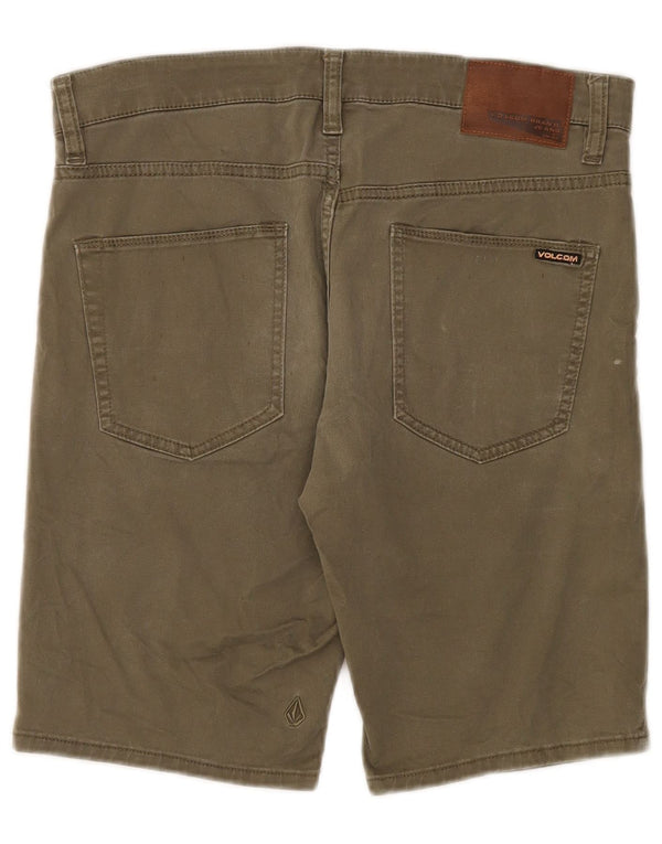Volcom Mens Solver Denim Shorts W30 Medium Khaki Cotton