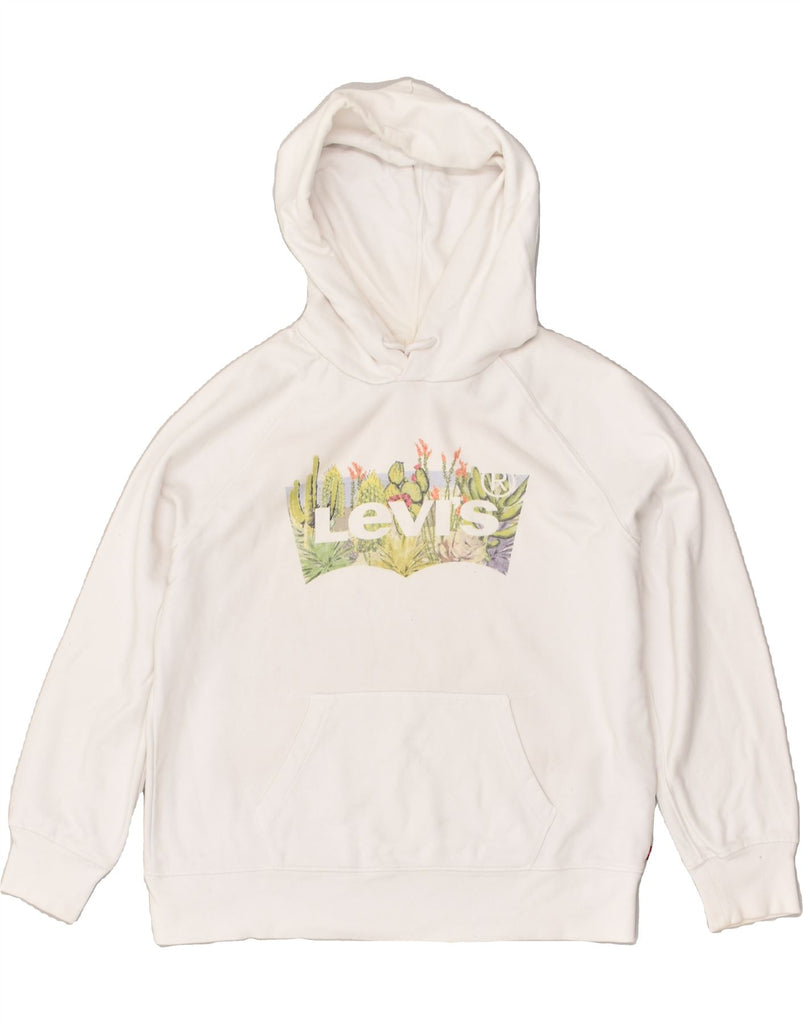 LEVI'S Mens Graphic Hoodie Jumper Medium White Cotton | Vintage Levi's | Thrift | Second-Hand Levi's | Used Clothing | Messina Hembry 