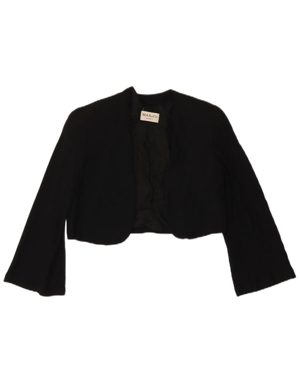 Max & Co. Womens Couture 3/4 Sleeve Open Bolero Jacket UK 10 Small Black