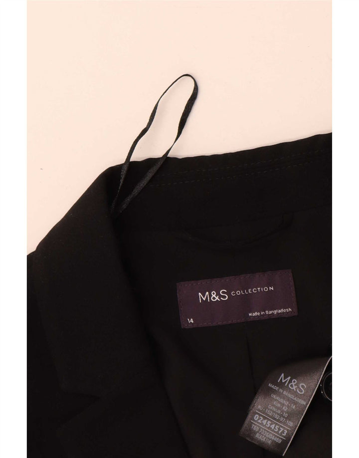 Marks & Spencer Womens 1 Button Blazer Jacket UK 14 Large Black Polyester