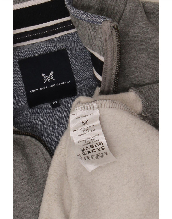 CREW CLOTHING Mens Zip Neck Sweatshirt Jumper Medium Grey Cotton