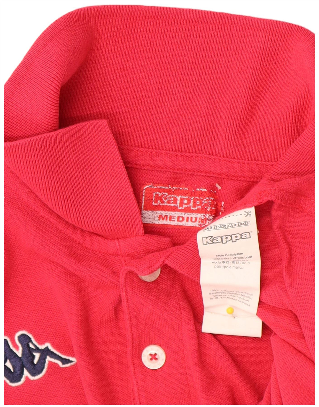 Kappa Mens Polo Shirt Medium Pink Cotton