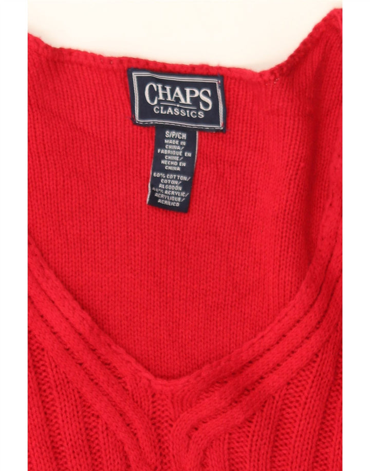 CHAPS Womens V-Neck Jumper Sweater UK 10 Small Red Cotton Vintage Chaps and Second-Hand Chaps from Messina Hembry 
