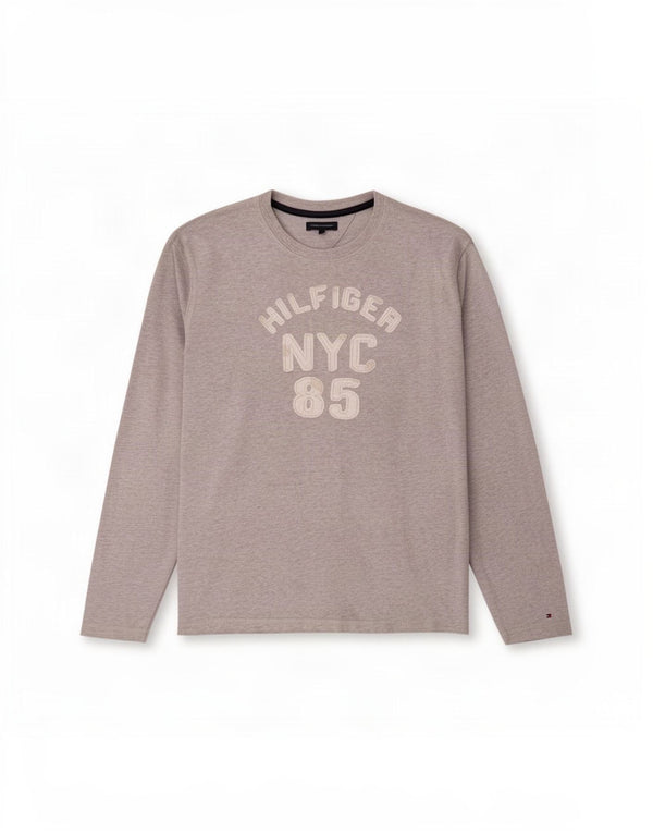 Tommy Hilfiger Boys Graphic Top Long Sleeve 15-16 Years Grey Flecked Cotton
