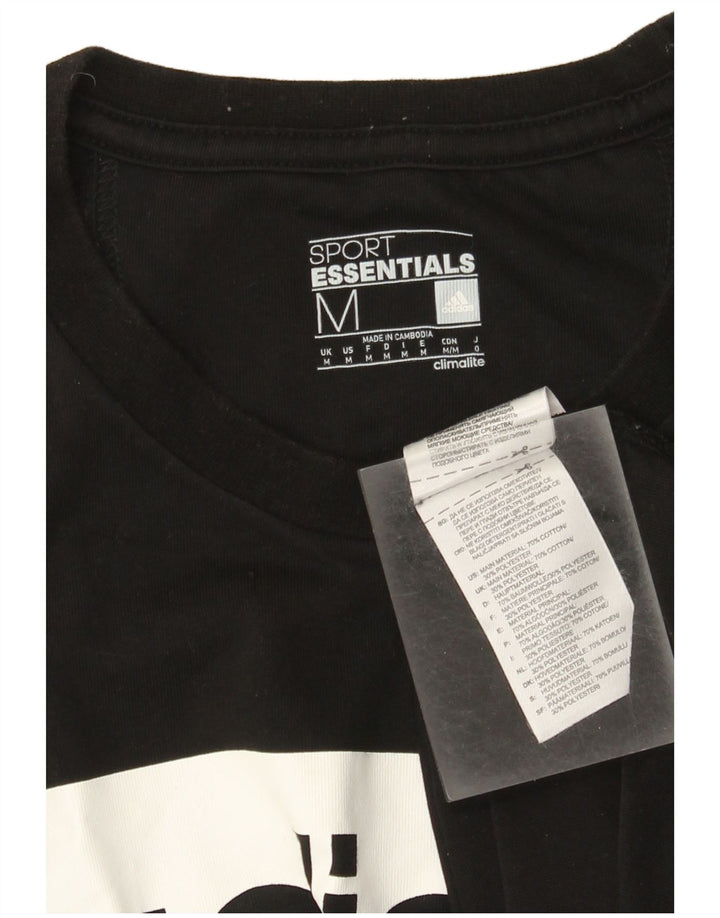 Adidas Mens Climalite Graphic T-Shirt Top Medium Black Cotton