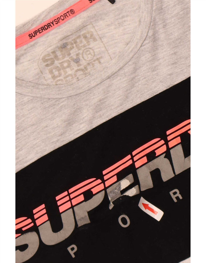 Superdry Mens Graphic T-Shirt Top Large Grey Colourblock Polyester