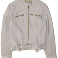 Pinko Womens Leather Biker Jacket UK 10 Small White